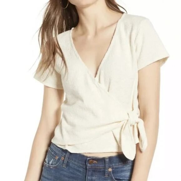 MADEWELL Wrap Tie Top Ivory sz XS Women's - Picture 1 of 11
